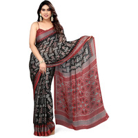 MIRCHI FASHION Womens Chiffon Mix Patola Block Printed Saree with Blouse Piece (39471-Black, Maroon)