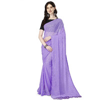 Shiv Textiles Womens Georgette Sequins Ready To Wear One Minute Saree for women With Unstitched Blouse.(Purple)