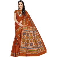 TAMAIRA FASHION Womens Plain Weave Pure Cotton Saree Without Blouse Piece(AB12_RustBrown)