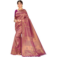 Vardha Womens Kanchipuram Raw Silk Saree with Unstitched Blouse Piece - Zari Woven Work Sarees for Wedding (Kyra Silk, 356, Wine)