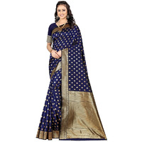Sugathari Womens Banarasi Saree Pure Kanjivaram Silk Saree Soft new ladies 2023 Design Wear Pattu Sarees Latest Party Sari collections With Blouse Piece for Wedding sadi (SAM PARI-180 NAVY BLUE)