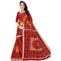 TAMAIRA FASHION Womens Pure Cotton Bandhani Saree Without Blouse Piece(2441_Red)
