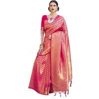 Pujia Mills womens kanjivaram pure banarasi silk saree kanchipuram saree (Pink)