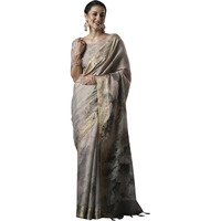 AKHILAM Womens Kanjeevaram Silk Floral Printed Saree With Unstitched Blouse Piece(Metallic_BAHULA101_SU)