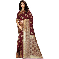 Sugathari Womens Banarasi Saree Pure Kanjivaram Silk Saree Soft new ladies 2023 Design Wear Pattu Sarees Latest Cotton Party Sari collections With Blouse Piece for Wedding sadi (PARI 6 MAROON)