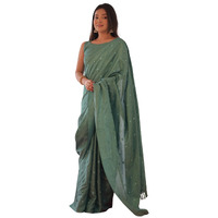 AKHILAM Womens Manipuri Silk Embellished Saree With Unstitched Blouse Piece(Sea Green_16KAVI1602)