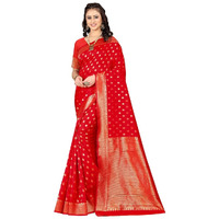 Sugathari Womens Banarasi Saree Pure Kanjivaram Silk Saree Soft new ladies 2023 Design Wear Pattu Sarees Latest Cotton Party Sari collections With Blouse Piece for Wedding sadi (SAM PARI-180 RED)
