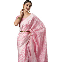 AKHILAM Womens Banarasi Artificial Silk Saree With Unstitched Blouse Piece (Pink_ZOYA6001)