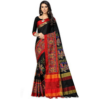 SERONA FABRICS Womens Banarasi Cotton Silk Embroidered Work Saree With Blouse Piece