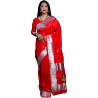 Sgf11 Womens Kanchipuram Silk Saree With Blouse Piece (Star Light-0023_Red)