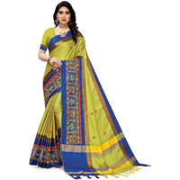 SERONA FABRICS Womens Banarasi Cotton Silk Embroidered Work Saree With Blouse Piece
