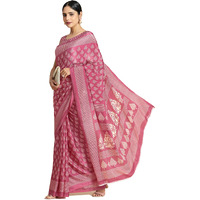 Jaanvi fashion Womens Ethnic Floral Crepe Silk Saree With Blouse (suhani-pink-fba)