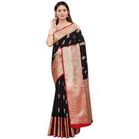 Enthone Womens Heavy Banarasi Art Silk Saree With Unstitched Blouse Piece(Black)