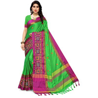 SERONA FABRICS Womens Banarasi Cotton Silk Embroidered Work Saree With Blouse Piece