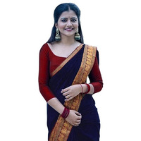 Jaanvi fashion Womens Narayan Peth Silk Saree With Unstitched Blouse Piece (harshika-dark-blue)