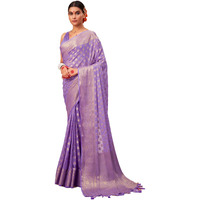Vardha Womens Banarasi Georgette Silk Saree with Unstitched Blouse Piece - Gold Zari Woven Work Sarees for Wedding (Pehnava_585)