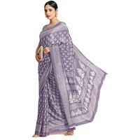 Jaanvi fashion Womens Ethnic Floral Crepe Silk Saree With Blouse (suhani-grey)