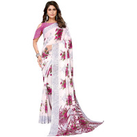 Yashika Womens Trendy Printed Georgette Purple Color Saree with Blouse Material(NUTAN PURPLE)