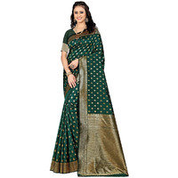 Sugathari Womens Banarasi Saree Pure Kanjivaram Silk Saree Soft new ladies 2023 Design Wear Pattu Sarees Latest Party Sari collections With Blouse Piece for Wedding sadi (SAM PARI-180 DARK GREEN)
