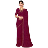 Satrani Womens Pure Georgette Saree (3321S162N_Rani Pink)