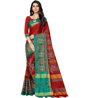 SERONA FABRICS Womens Banarasi Cotton Silk Embroidered Work Saree With Blouse Piece