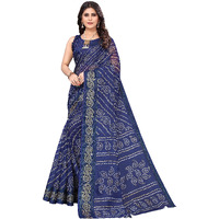Yashika Womens Linen Jari Printed Navy Color Saree With Blouse Piece(JETPURI NAVY)