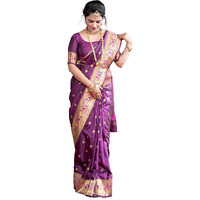 SGF11 Womens Paithani Kanjivaram Soft Silk Saree With Blouse Piece (Purple)