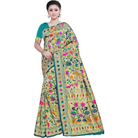 Crisko Fashion Womens Banarasi Silk Blend Saree With Blouse Piece (Cf-25-Green_Green)