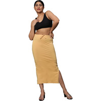 Jaanvi fashion Womens Cotton Mermaid Saree Shapewear,Petticoat,Skirt, Comfortwear (Mermaid-Beige-XL)