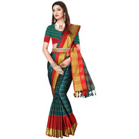 OM SAI LATEST CREATION Soft Cotton & Silk Saree For Women Banarasi Saree Under 399 2021 Beautiful For Women saree with free Belt (Green)