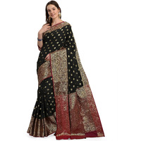 Crisko Fashion Womens Banarasi Art Silk Saree With Blouse Piece (Cf-Tul-101-Black_Black)
