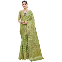 Glory Sarees Womens Organza Silk Woven Saree With Blouse Piece (Organza_SIlk101_Pista)