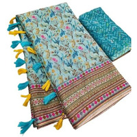 Murti Creation Womens Lucknowi Linen cotton Woven Saree with Blouse sarees for Women