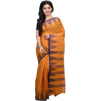 Raj Sarees House Womens Pure Cotton Tant Saree without Blouse with Silk Edge Border - (305-3, Mustard Yellow and Golden)