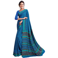Jaanvi Fashion Womens Woven Crepe Saree With Unstitched Blouse Piece (Ultra-Shape-9805-C_French Blue)