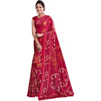 Jaanvi Fashion Womens Woven Crepe Saree With Unstitched Blouse Piece (Ultra-Shape-9808-C_Bright Maroon)