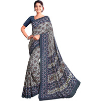 Jaanvi Fashion Womens Woven Crepe Saree With Unstitched Blouse Piece (Ultra-Shape-9806-A_Metallic Silver)