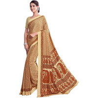 Jaanvi Fashion Womens Woven Crepe Saree With Unstitched Blouse Piece (Ultra-Shape-9807-B_Peach Yellow)