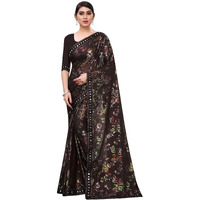 Mansvi Fashion Womens Woven Silk Blend Saree With Blouse Piece (2260-Gulab-Black_Black)