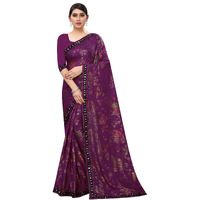 Mansvi Fashion Womens Woven Silk Blend Saree With Blouse Piece (2260-Gulab-Purple_Purple)