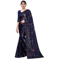 Mansvi Fashion Womens Woven Silk Blend Saree With Blouse Piece (2260-Gulab-Navy_Navy)