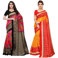 Satrani Womens Art Silk Printed Sarees Combo Pack of 2 (800ST39_1159ST88,Multicolor), free size