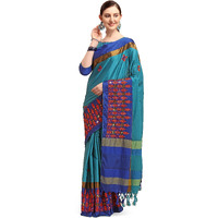 arriva fab Womens Cotton Blend Saree With Blouse Piece (Riva1245__Sky Blue)