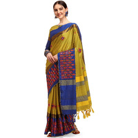 arriva fab Womens Cotton Blend Saree With Blouse Piece (Riva1242__Yellow)