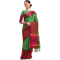 arriva fab Womens Cotton Blend Saree With Blouse Piece (Riva1246__Green)