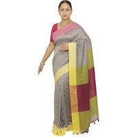 Chhanda Handloom Soft Cotton SareeSarees with Unstiched Blouse Piece for Women, Ethnic with Printed Border Design, Pack of 1 (Grey)