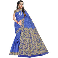 TAMAIRA FASHION Womens Plain Weave Pure Cotton Saree Without Blouse Piece(AB16_Blue)