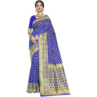 Glory Sarees Womens Kanchipuram Art Silk Saree With Blouse Piece(RoyalBlue)