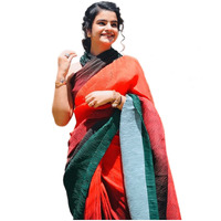Sidhidata Womens Full CrushedPleated Georgette Saree With Unstitched Blouse Piece(Madhuri Red_Red_Free Size)