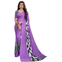 Yashika Women Pure Georgette Saree(PIKU VIOLATE_Purple_Free Size)